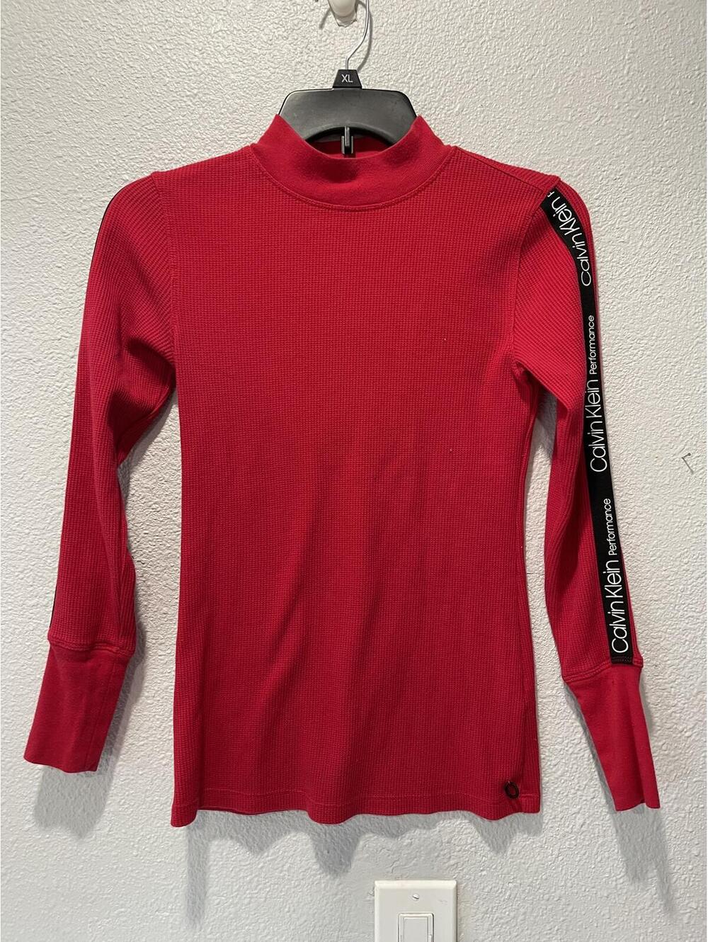 Calvin Klein Performance Red Long Sleeve Stretch Top XS